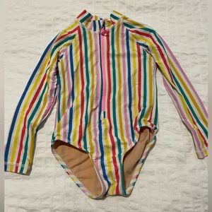 Crewcuts UPF 50 rainbow stripe rashguard.